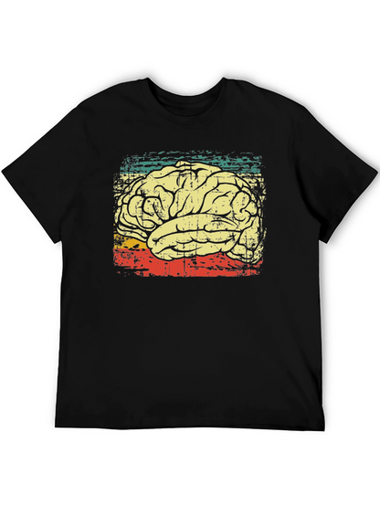 Retro Brain Graphic T-Shirt - Black