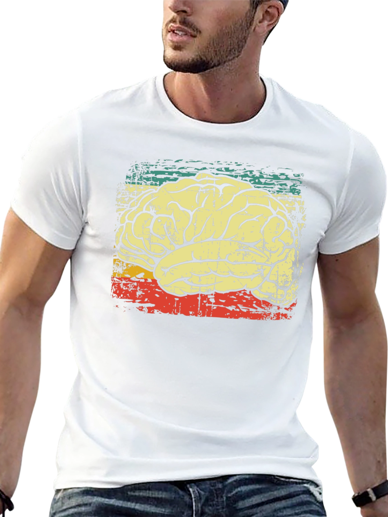 Retro Brain Graphic T-Shirt - Black