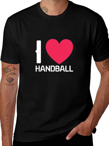I Love Handball Graphic Tee - Black Cotton Shirt