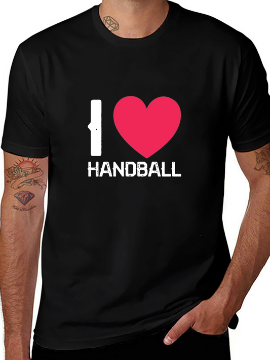 I Love Handball Graphic Tee - Black Cotton Shirt