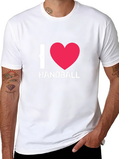I Love Handball Graphic Tee - Black Cotton Shirt