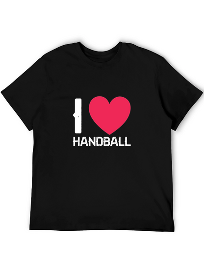I Love Handball Graphic Tee - Black Cotton Shirt