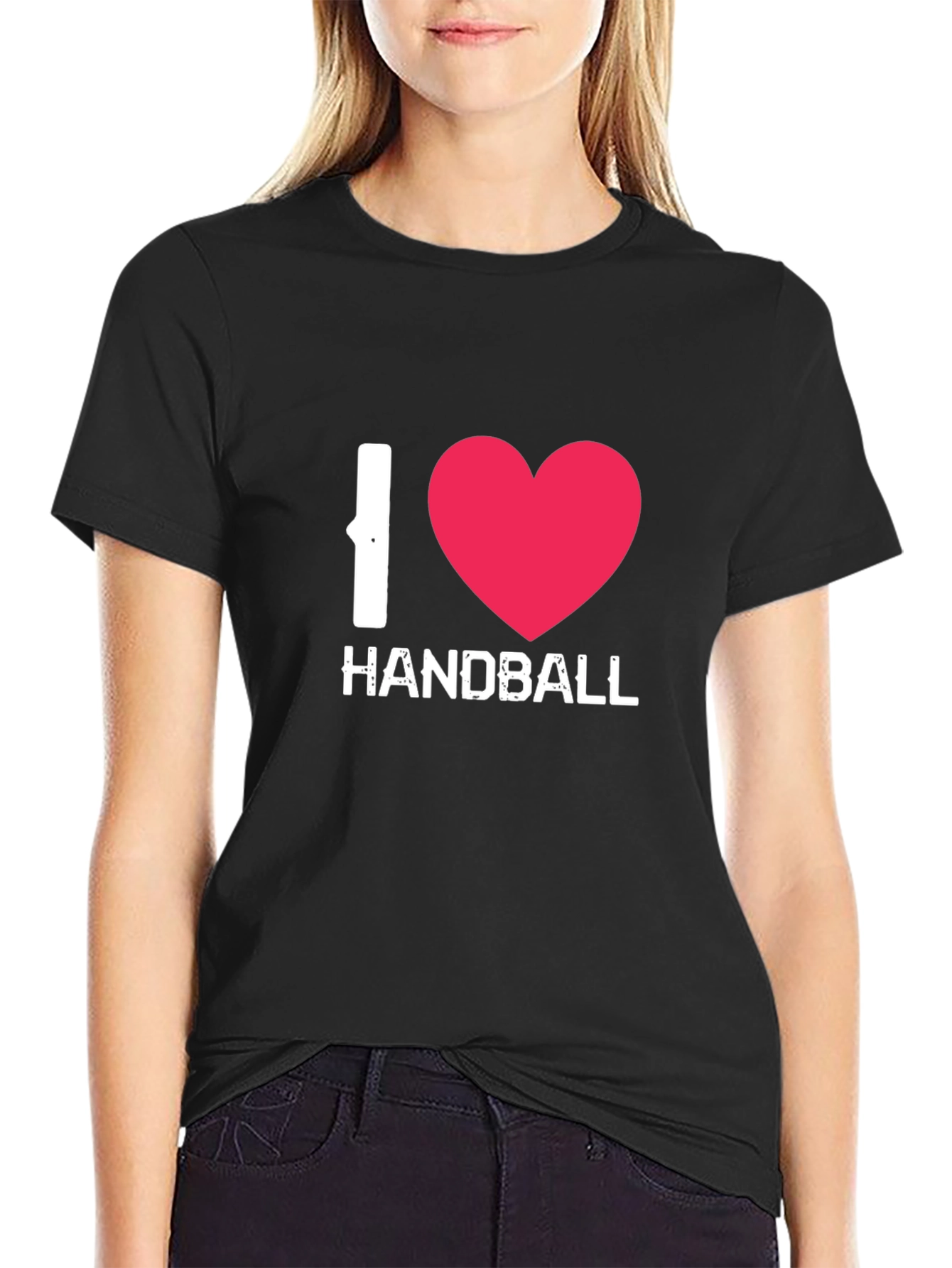I Love Handball Graphic Tee - Black Cotton Shirt