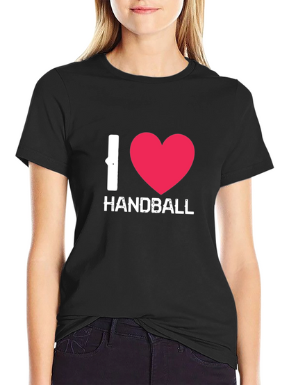 I Love Handball Graphic Tee - Black Cotton Shirt
