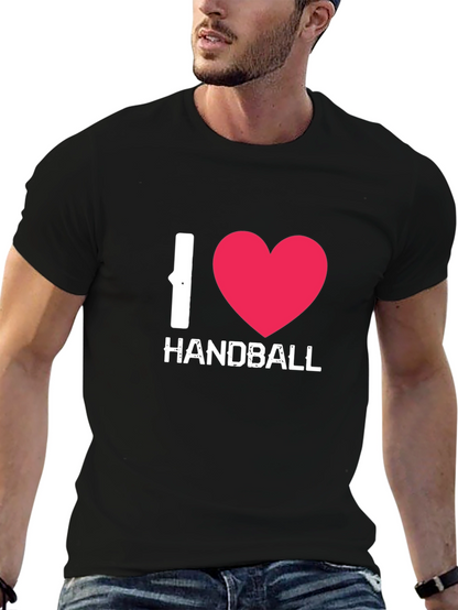 I Love Handball Graphic Tee - Black Cotton Shirt