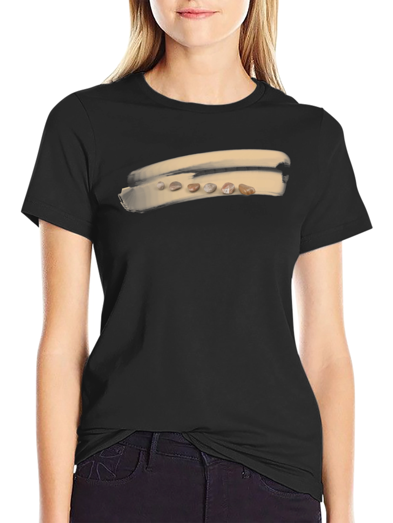 Unique Pebble Art Black T-Shirt