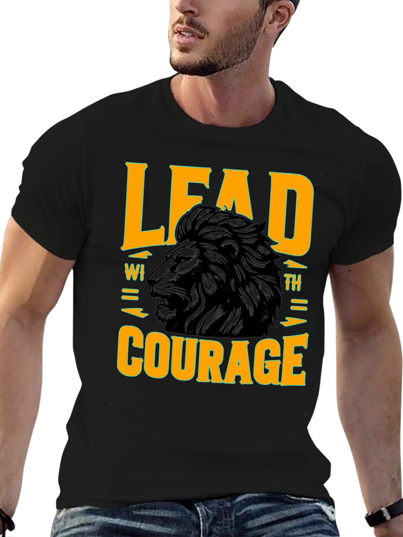 Lead with Courage Lion Graphic T-Shirt