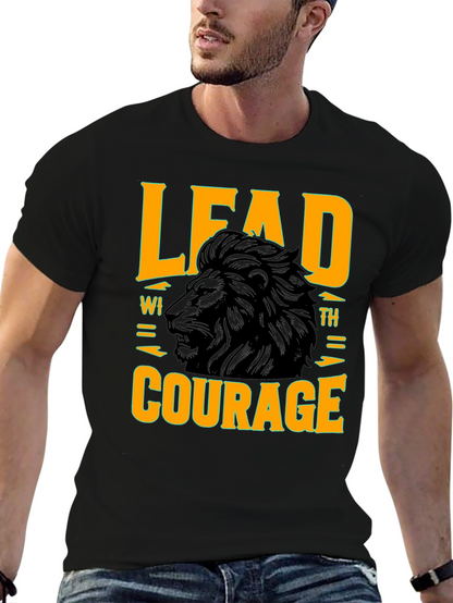Lead with Courage Lion Graphic T-Shirt