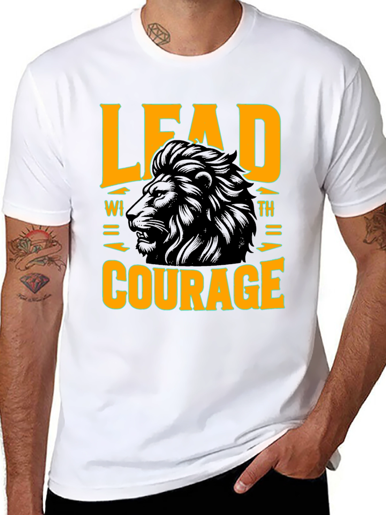 Lead with Courage Lion Graphic T-Shirt