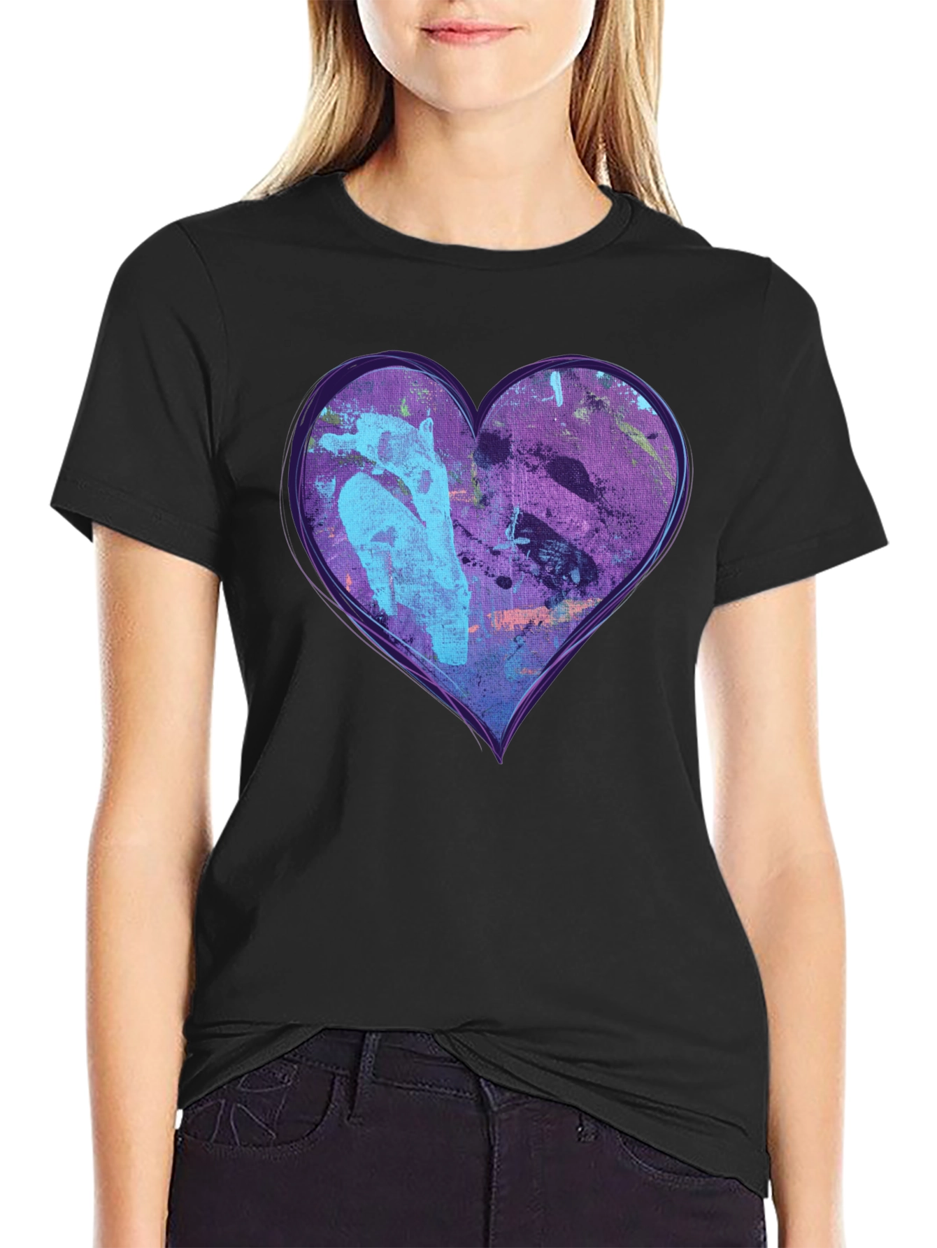 Abstract Heart Graphic Black Tee