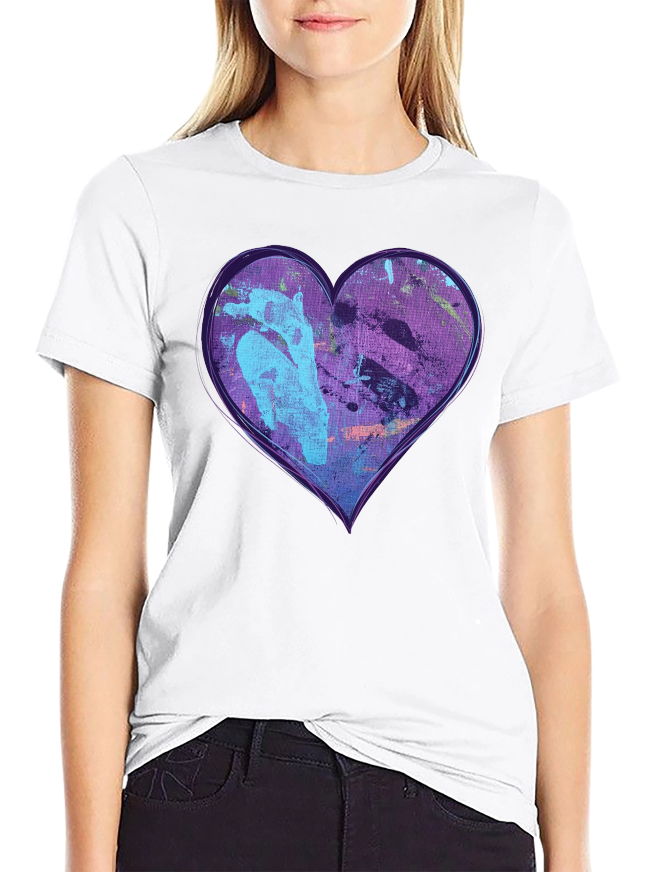 Abstract Heart Graphic Black Tee