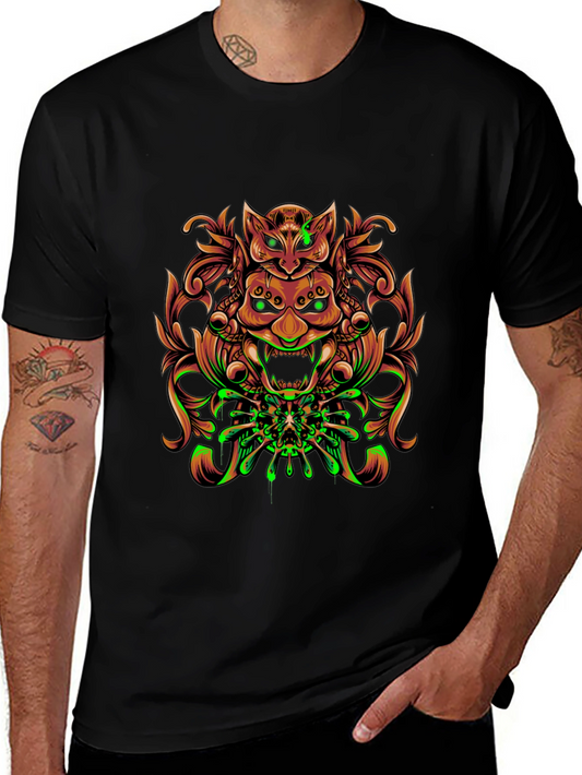 Mystic Oni Mask Graphic Tee - Unique Design