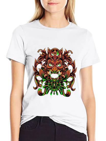 Mystic Oni Mask Graphic Tee - Unique Design