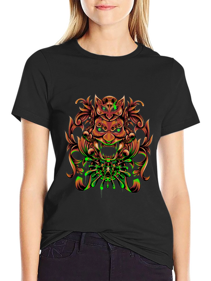 Mystic Oni Mask Graphic Tee - Unique Design