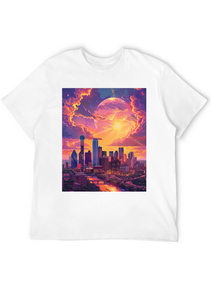 Sunset Cityscape Graphic T-Shirt - Modern Art Tee