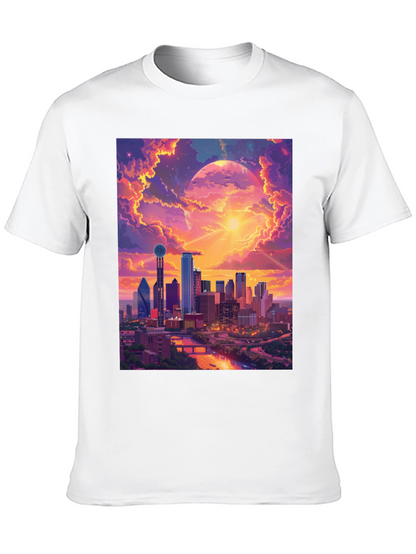 Sunset Cityscape Graphic T-Shirt - Modern Art Tee