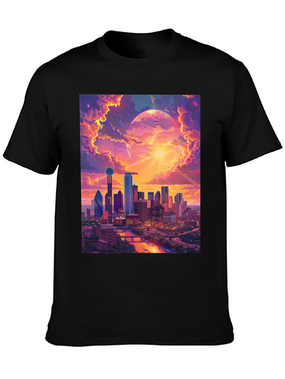 Sunset Cityscape Graphic T-Shirt - Modern Art Tee