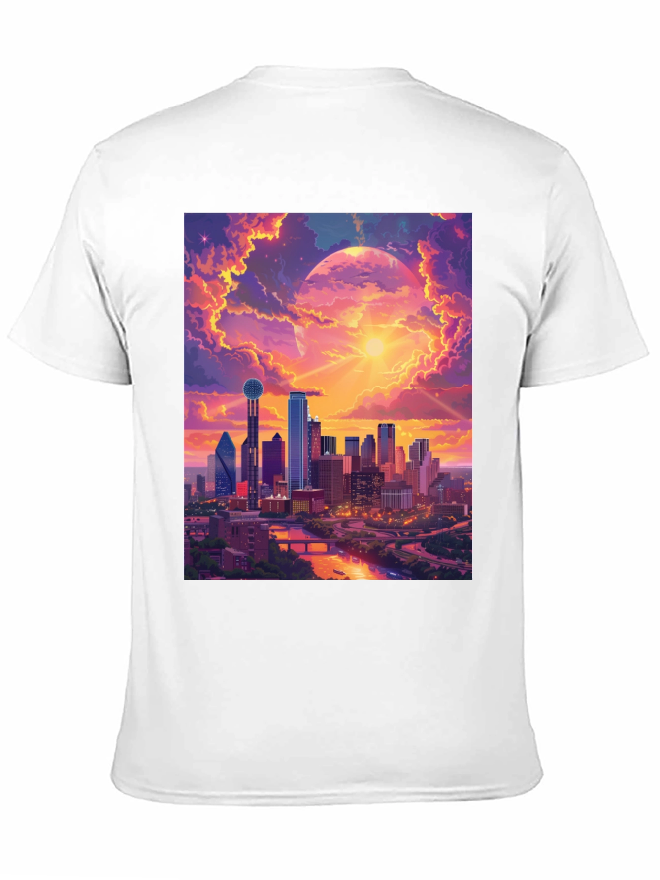 Sunset Cityscape Graphic T-Shirt - Modern Art Tee