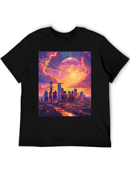 Sunset Cityscape Graphic T-Shirt - Modern Art Tee