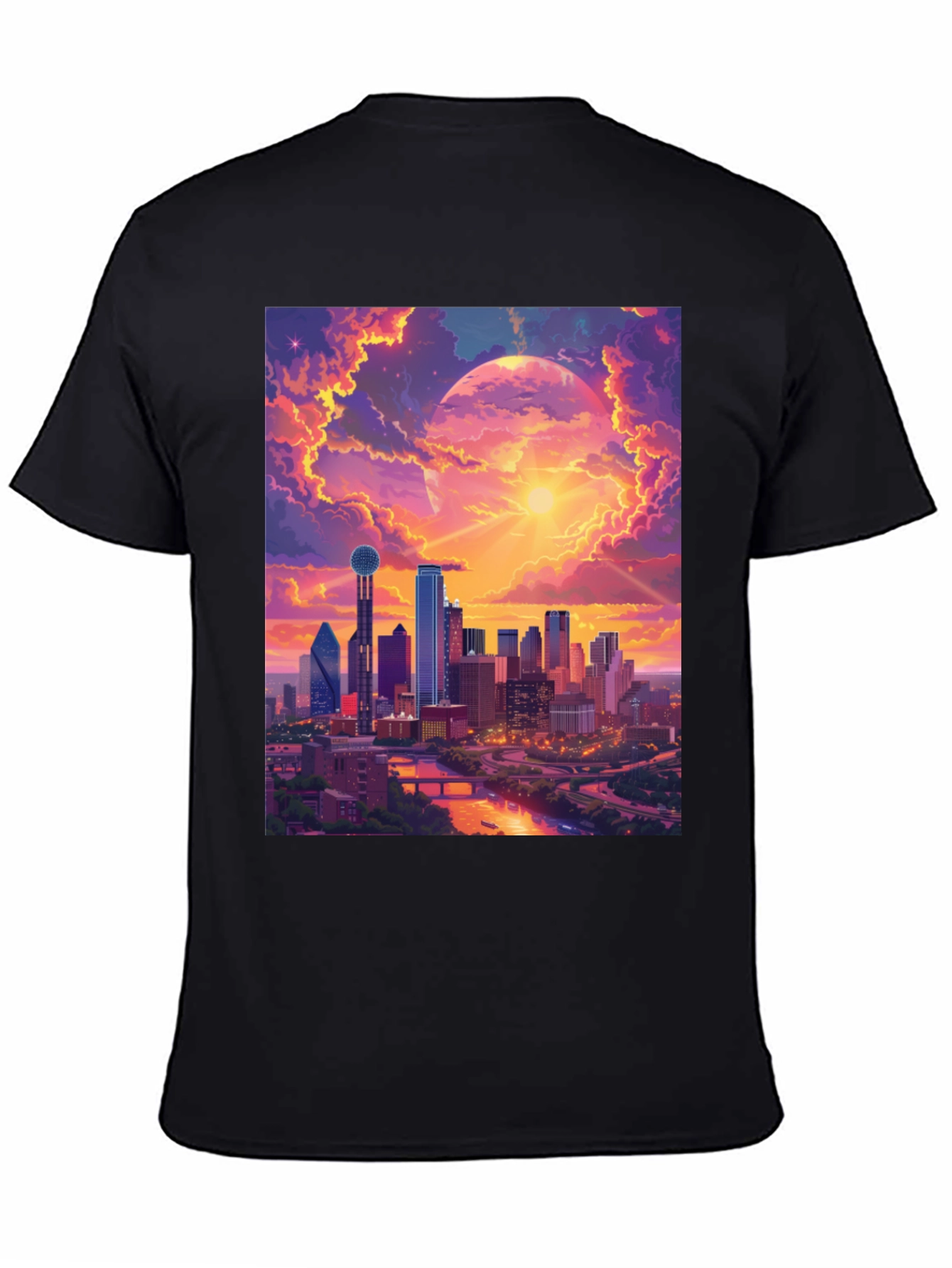 Sunset Cityscape Graphic T-Shirt - Modern Art Tee