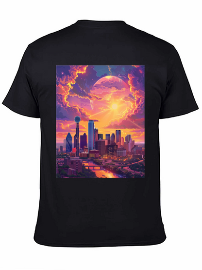 Sunset Cityscape Graphic T-Shirt - Modern Art Tee