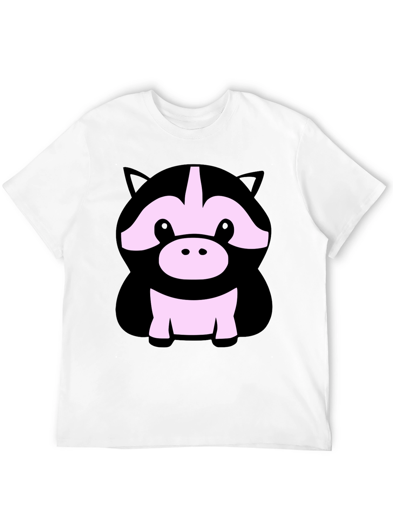 Cute Cartoon Animal Graphic Black T-Shirt