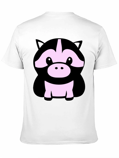 Cute Cartoon Animal Graphic Black T-Shirt