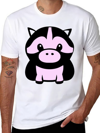 Cute Cartoon Animal Graphic Black T-Shirt