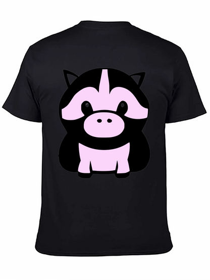 Cute Cartoon Animal Graphic Black T-Shirt