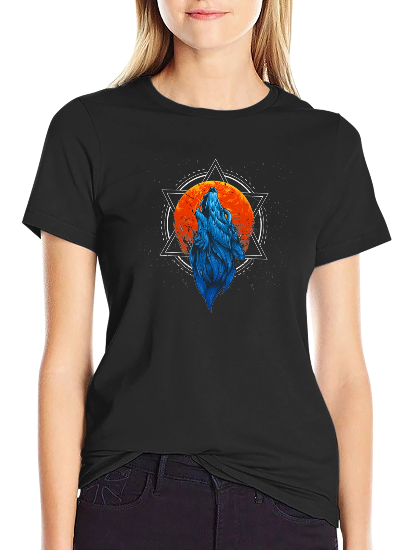 Wolf Moon Graphic T-Shirt - Black