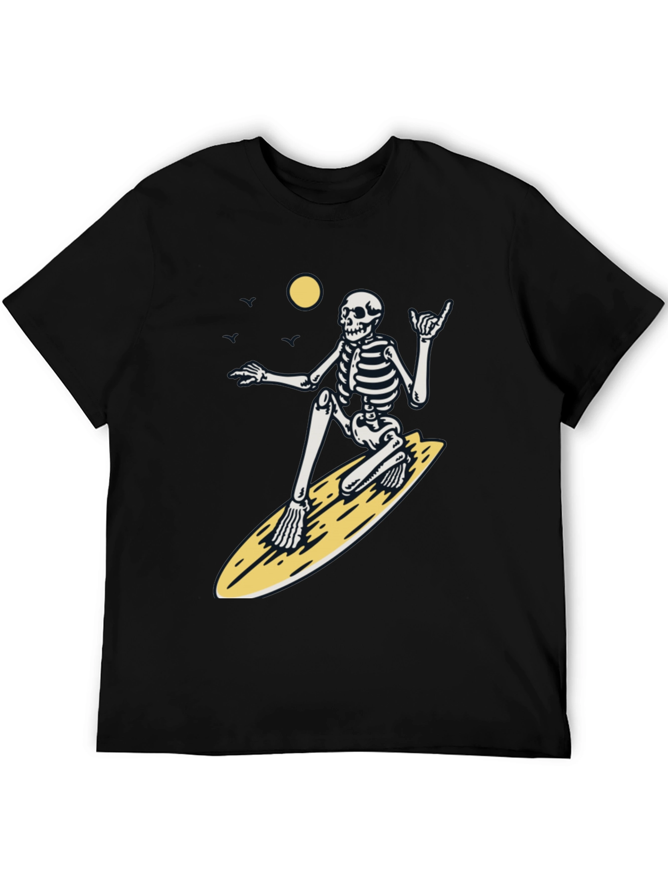 Surfing Skeleton Graphic Tee - Black