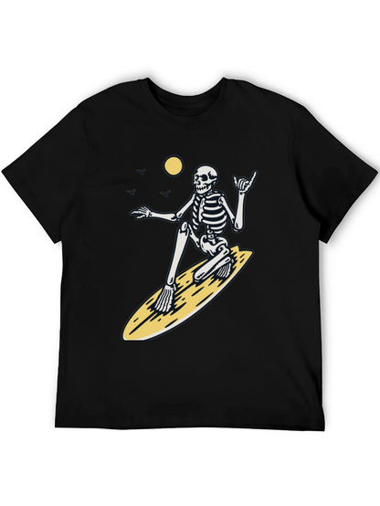 Surfing Skeleton Graphic Tee - Black