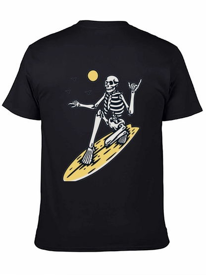 Surfing Skeleton Graphic Tee - Black