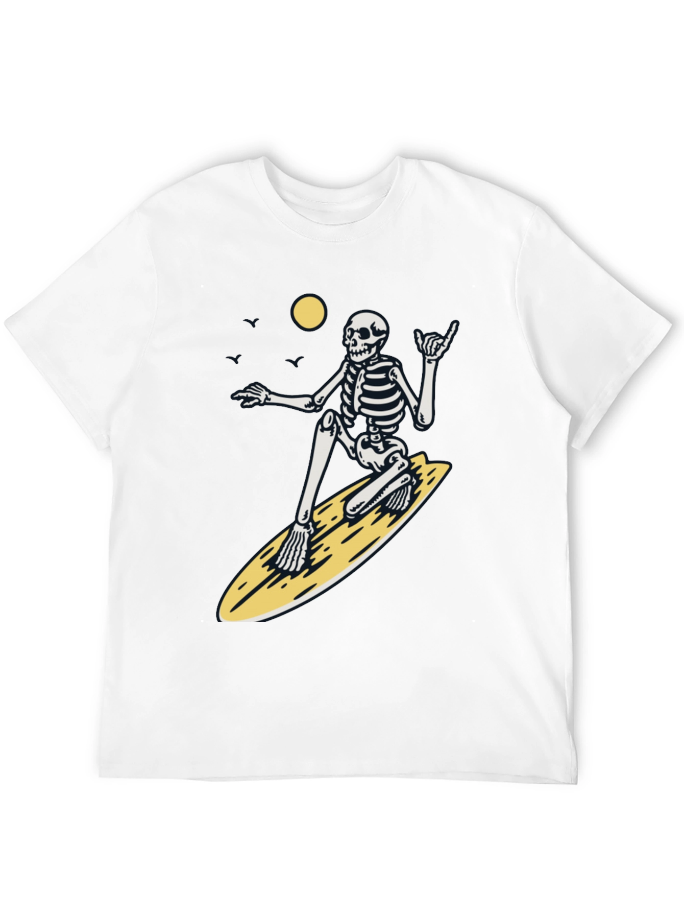 Surfing Skeleton Graphic Tee - Black