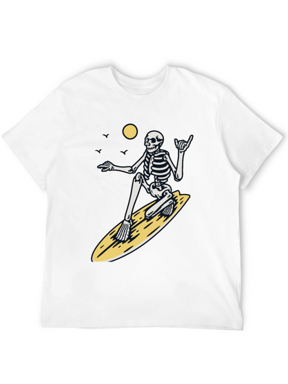 Surfing Skeleton Graphic Tee - Black