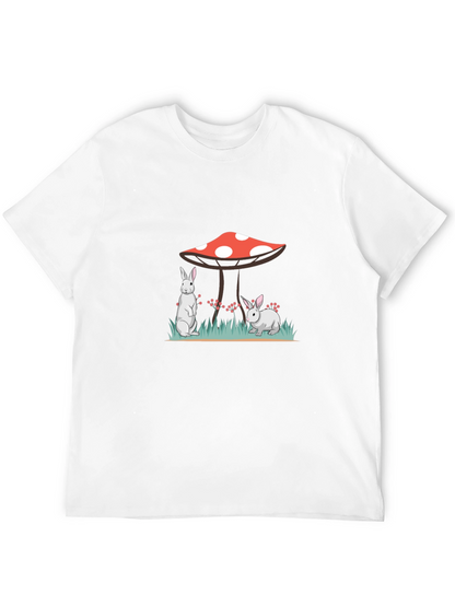 Black Rabbit & Mushroom Graphic Tee