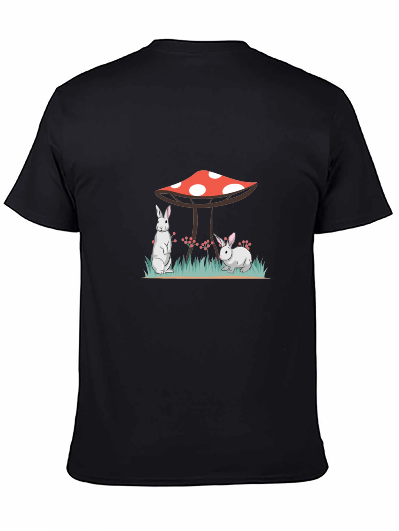 Black Rabbit & Mushroom Graphic Tee