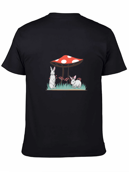 Black Rabbit & Mushroom Graphic Tee