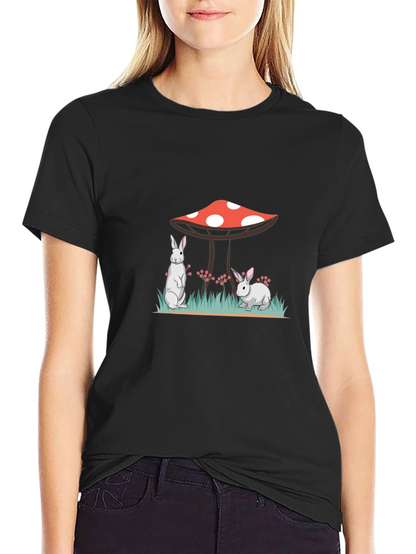 Black Rabbit & Mushroom Graphic Tee