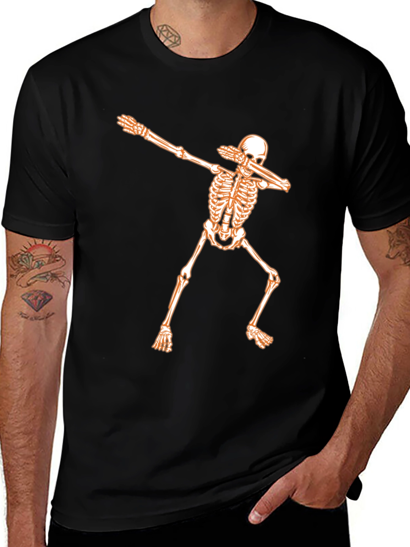 Dabbing Skeleton Graphic Tee - Black T-Shirt