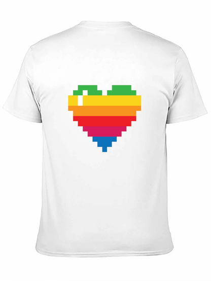 Pixel Heart Graphic Tee - Rainbow Love T-Shirt