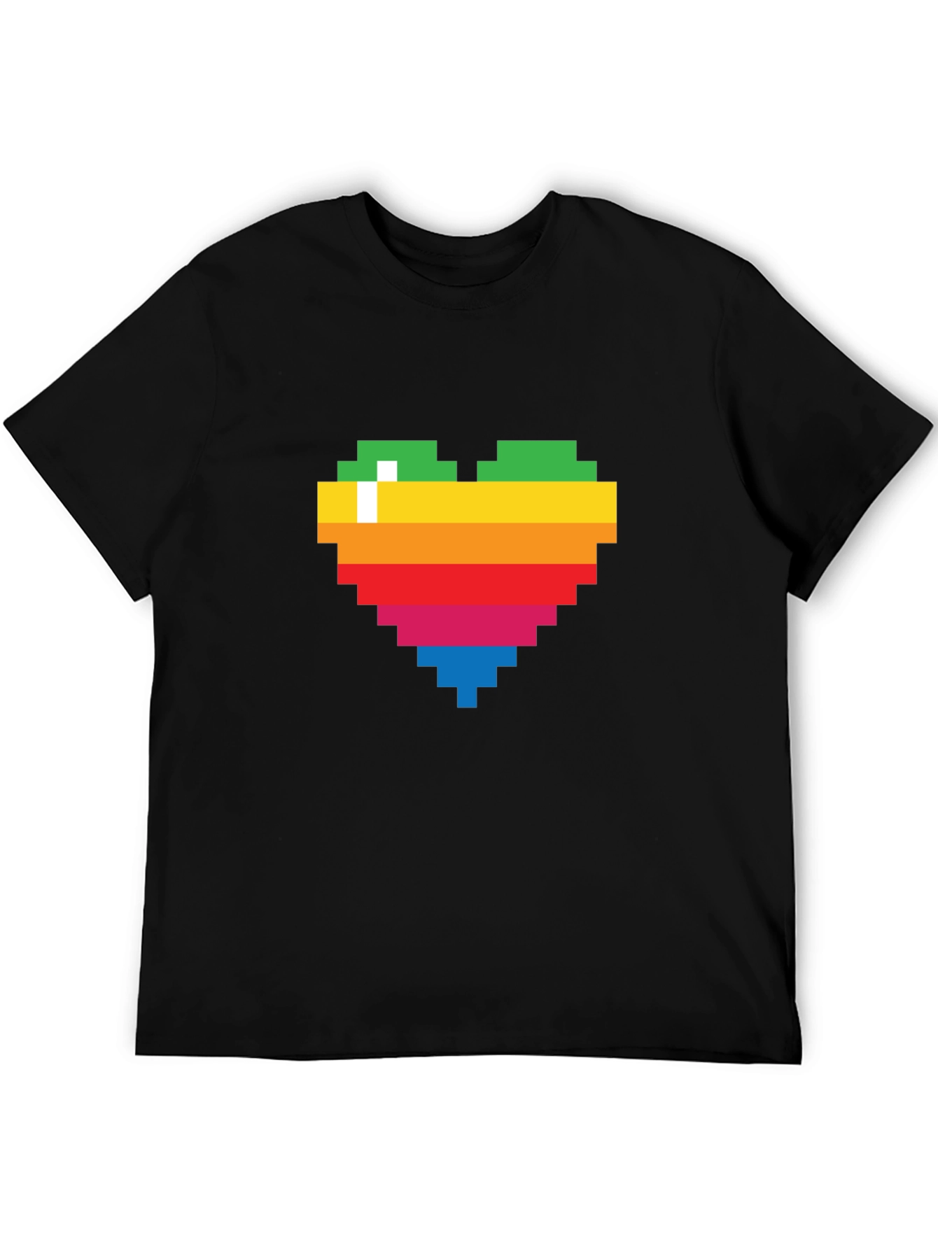 Pixel Heart Graphic Tee - Rainbow Love T-Shirt