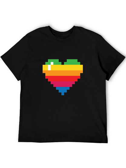 Pixel Heart Graphic Tee - Rainbow Love T-Shirt