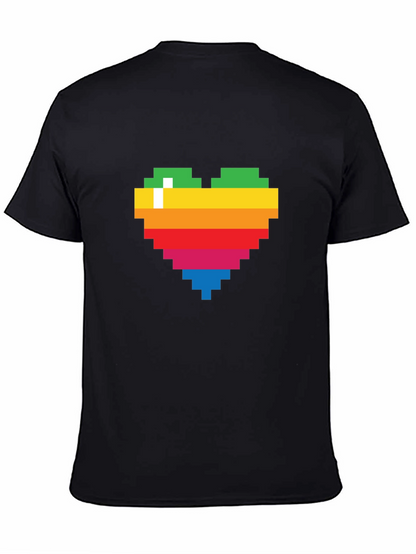 Pixel Heart Graphic Tee - Rainbow Love T-Shirt