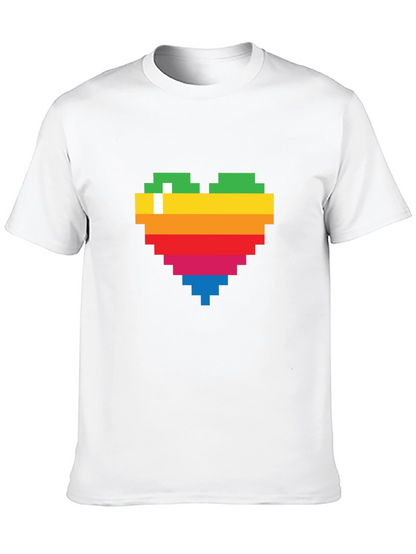 Pixel Heart Graphic Tee - Rainbow Love T-Shirt