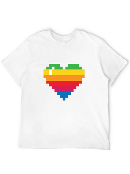 Pixel Heart Graphic Tee - Rainbow Love T-Shirt