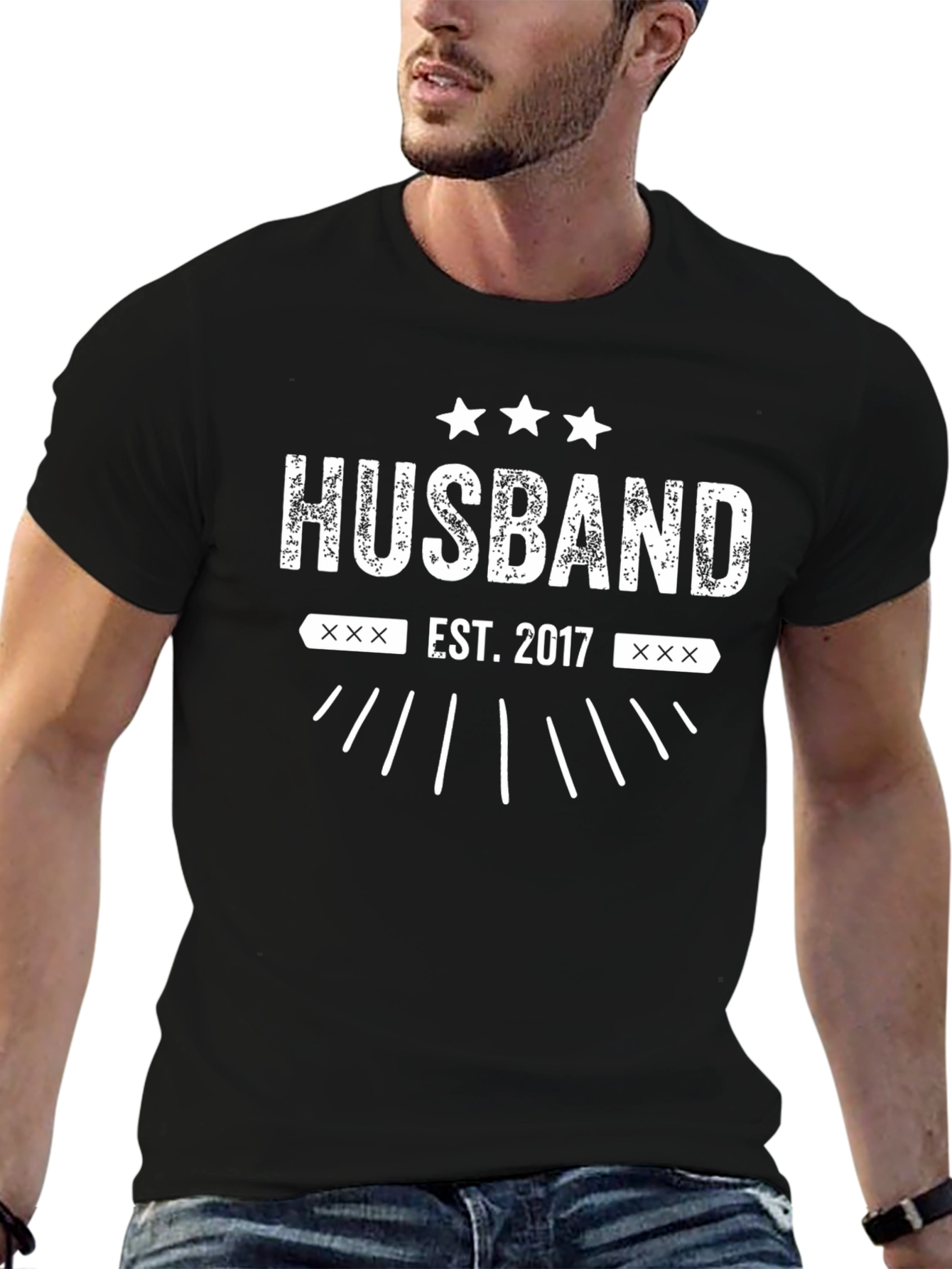 Husband Est. 2017 Graphic Tee - Black