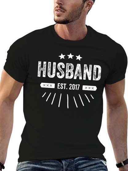 Husband Est. 2017 Graphic Tee - Black