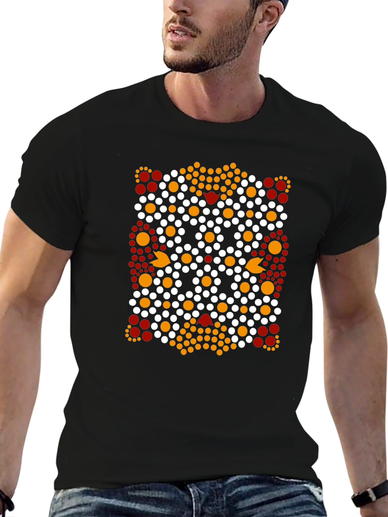 Abstract Dotted Pattern Black T-Shirt