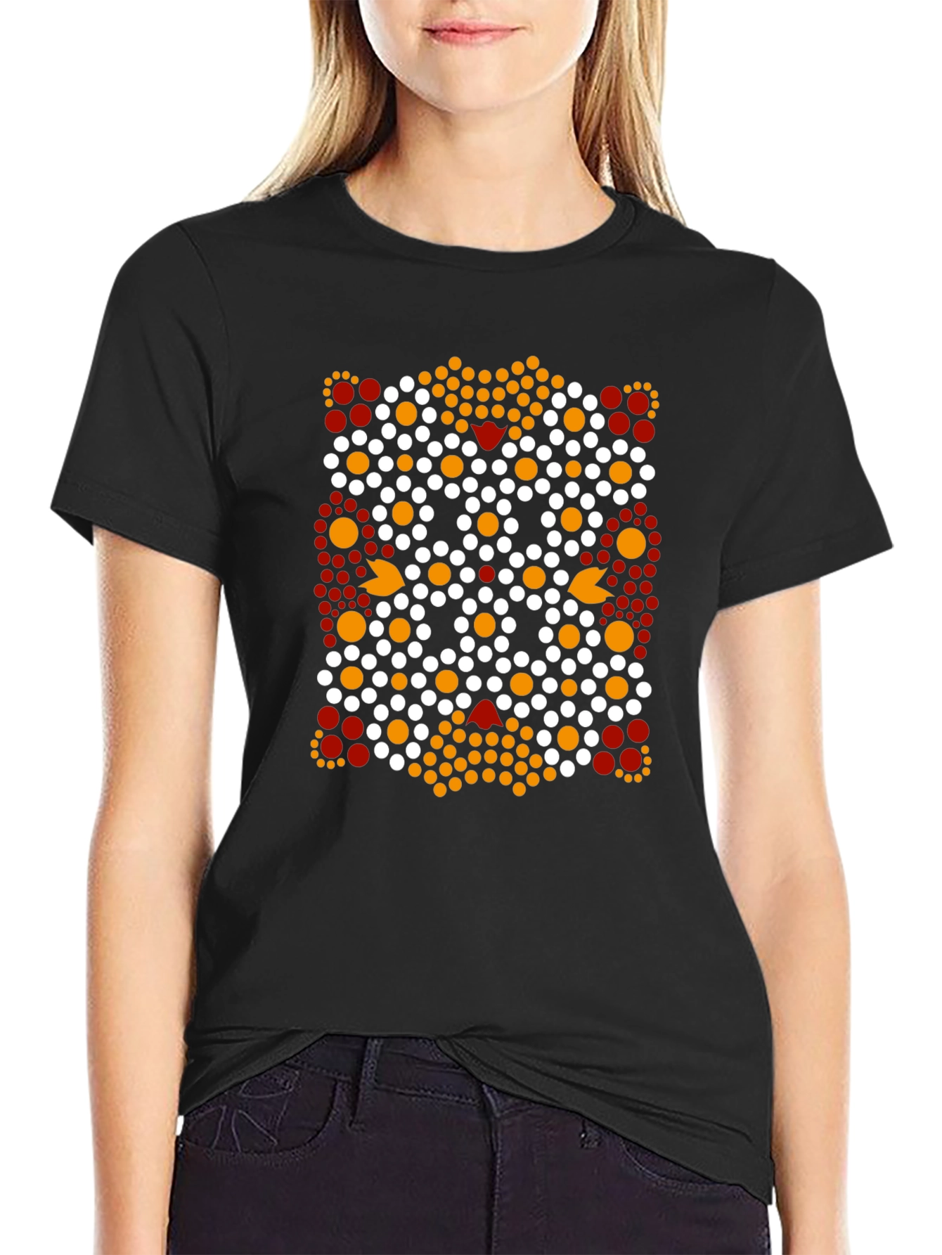 Abstract Dotted Pattern Black T-Shirt